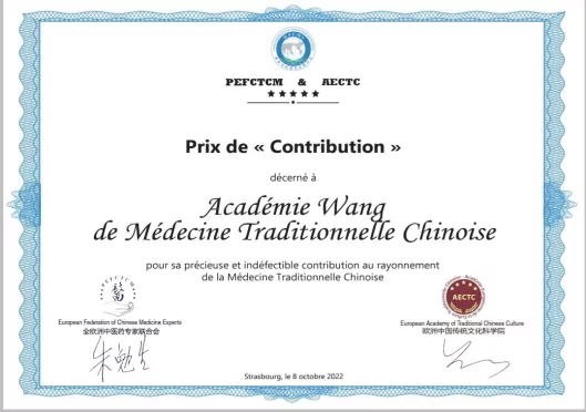 L’Académie Wang reconnue par la fédération européenne des experts en MTC.